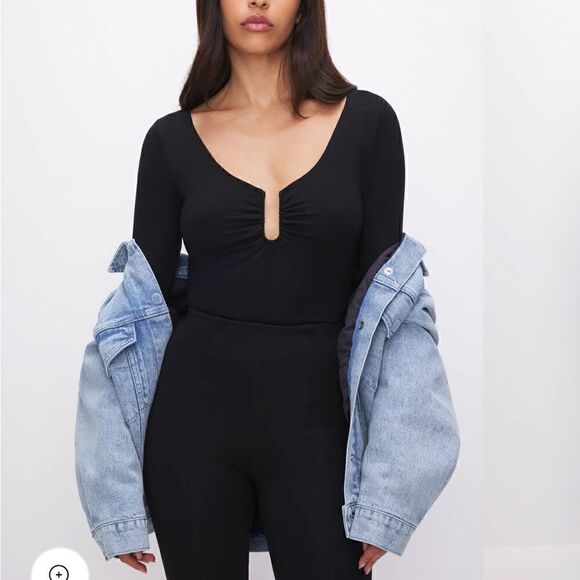 NWT GOOD AMERICAN 
STRETCH JERSEY U RING BODYSUIT S - Picture 3 of 10